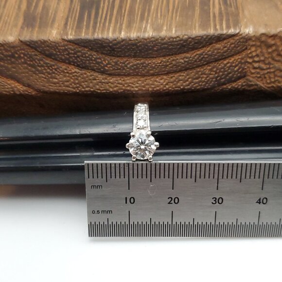 Size 9 925 Sterling Silver Clear Moissanite Diamonds Ring - Picture 8 of 9